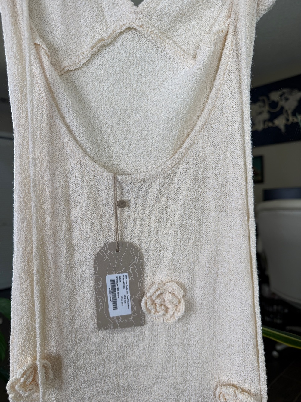 Meshki Suki Knit Maxi Dress With Flowers - Nude NWT - Picture 7 of 8